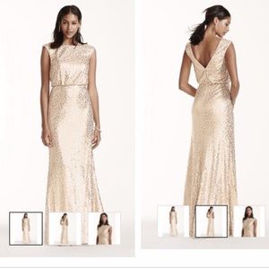 David's Bridal long sequin dress